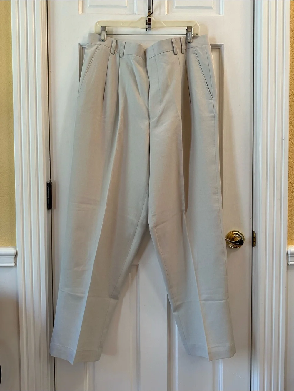 Men's Pleated Dress Pants in Light Beige